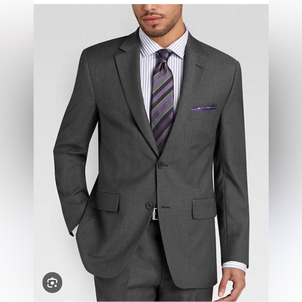 PRONTO UOMO Gray Suit Men’s size 44R Jacket 38 x 31 Flat Front Pants NICE !!
